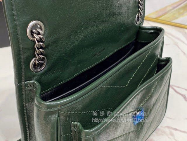 YSL爆款女士包包 聖羅蘭經典款Niki油蠟抓皺牛皮包包 YSL肩背斜挎包 533037  jjh1090